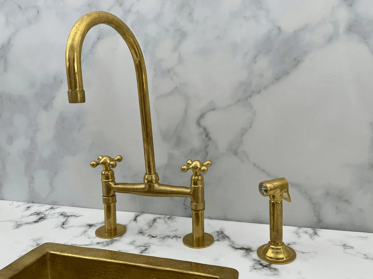 Solid Brass Kitchen Hand Sprayer, Side Sprayer - handcrafted luxury Kitchen Faucets for kitchen and bathroom interiors by Brooklyn Brass