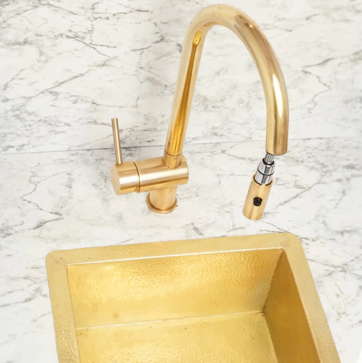 Solid Brass Pull Down Kitchen Faucet, Single Hole Kitchen Faucet - handcrafted luxury Kitchen Faucets for kitchen and bathroom interiors by Brooklyn Brass