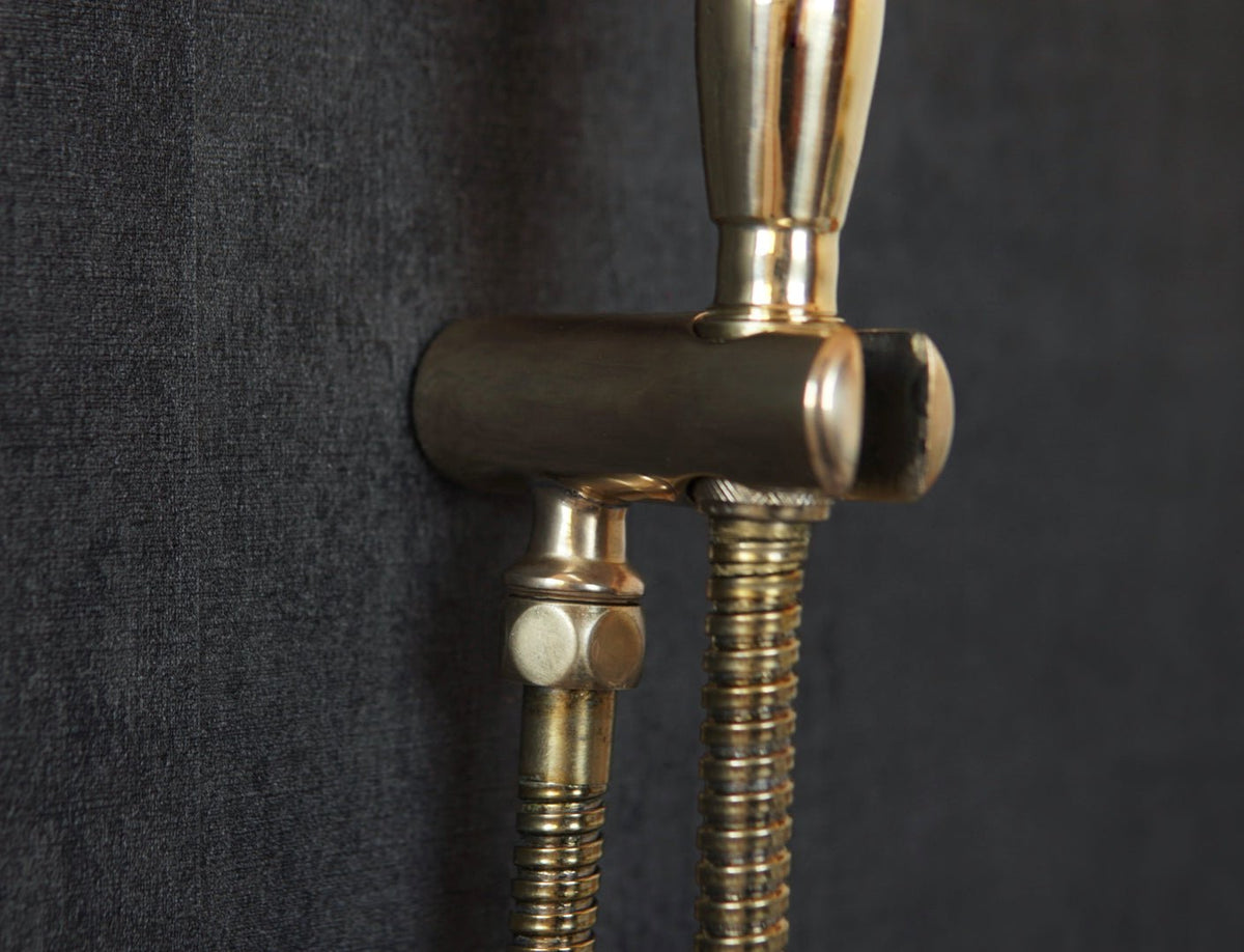 Solid Brass Rainfall Shower, Unlacquered Brass 2 outlet Shower Set - handcrafted luxury Showers for kitchen and bathroom interiors by Brooklyn Brass