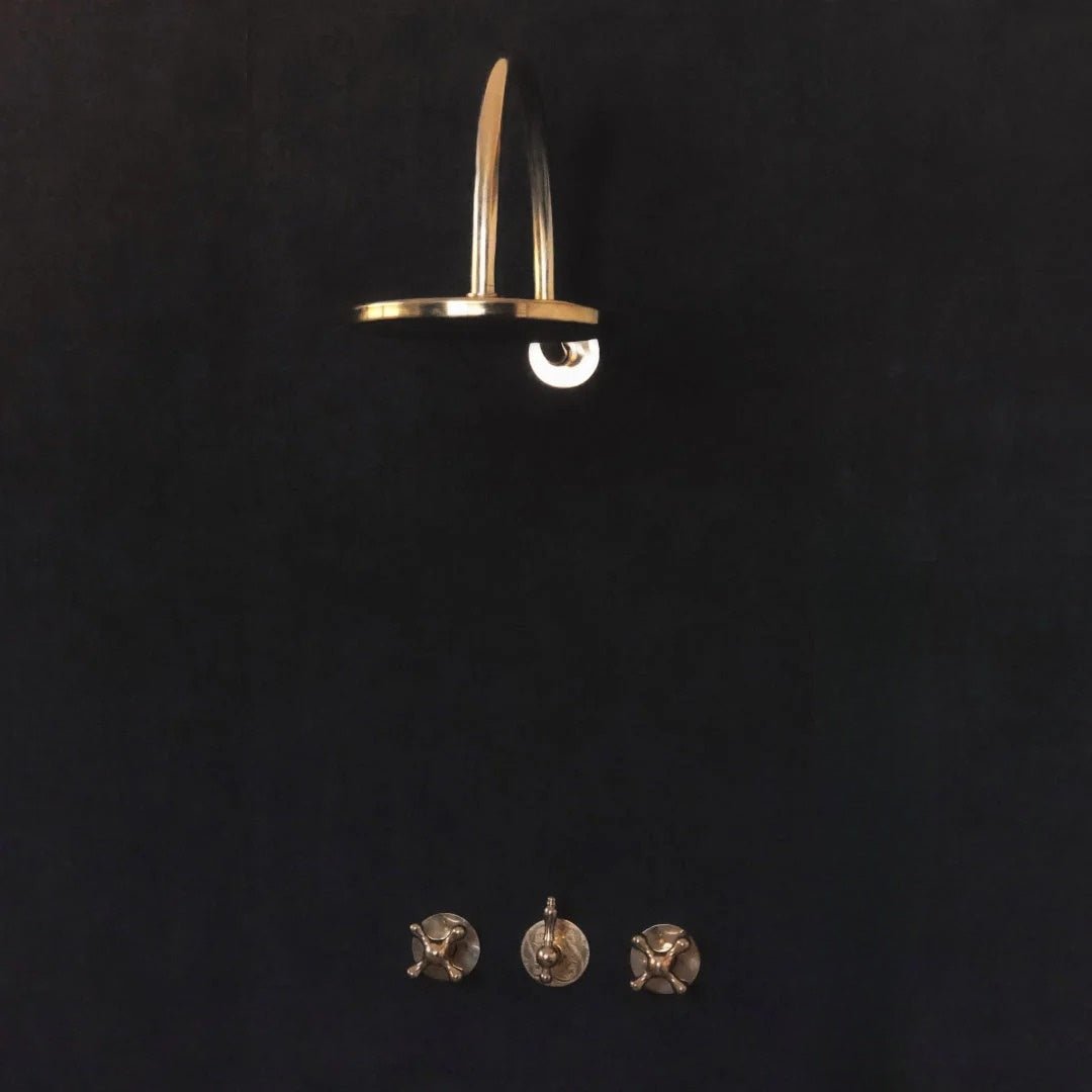 Solid Brass Rainfall Shower, Unlacquered Brass 2 outlet Shower with Tub filler - handcrafted luxury Showers for kitchen and bathroom interiors by Brooklyn Brass