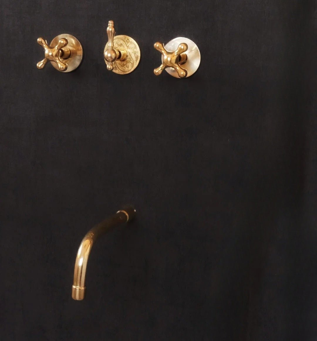 Solid Brass Rainfall Shower, Unlacquered Brass 2 outlet Shower with Tub filler - handcrafted luxury Showers for kitchen and bathroom interiors by Brooklyn Brass