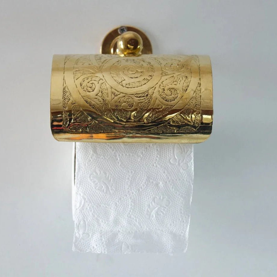 Solid Brass Toilet Paper Holder, Handcrafted Powder Room Roll Holder - handcrafted luxury Hardware and Drains for kitchen and bathroom interiors by Brooklyn Brass