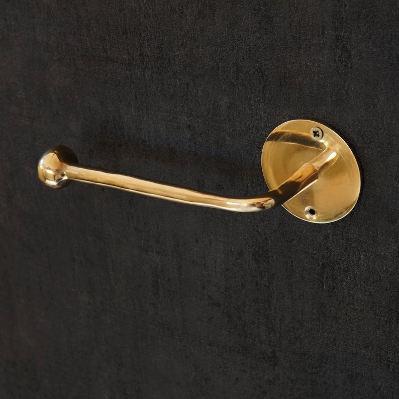 Solid Brass Toilet Paper Holder - handcrafted luxury Hardware and Drains for kitchen and bathroom interiors by Brooklyn Brass