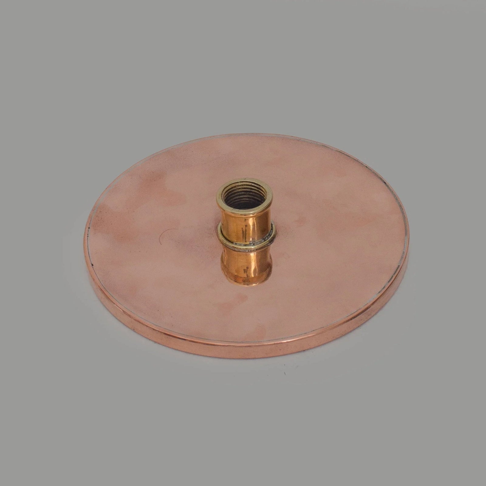 Solid Copper Rain Shower Head, Flat Round Vintage Showerhead, Works Outdoor - handcrafted luxury Shower Systems for kitchen and bathroom interiors by Brooklyn Brass