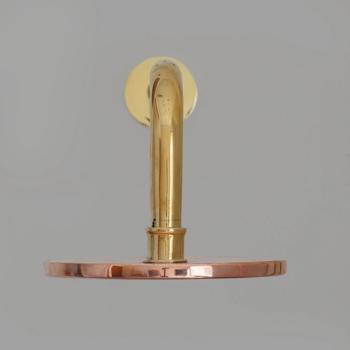 Solid Copper Rain Shower Head, Flat Round Vintage Showerhead, Works Outdoor - handcrafted luxury Shower Systems for kitchen and bathroom interiors by Brooklyn Brass