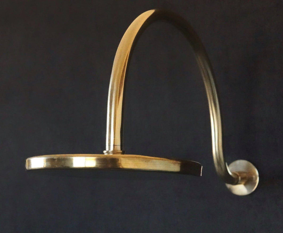 Solid Unalcquered Brass Concealed Shower – Rainfall Curved Head Shower - handcrafted luxury Showers for kitchen and bathroom interiors by Brooklyn Brass