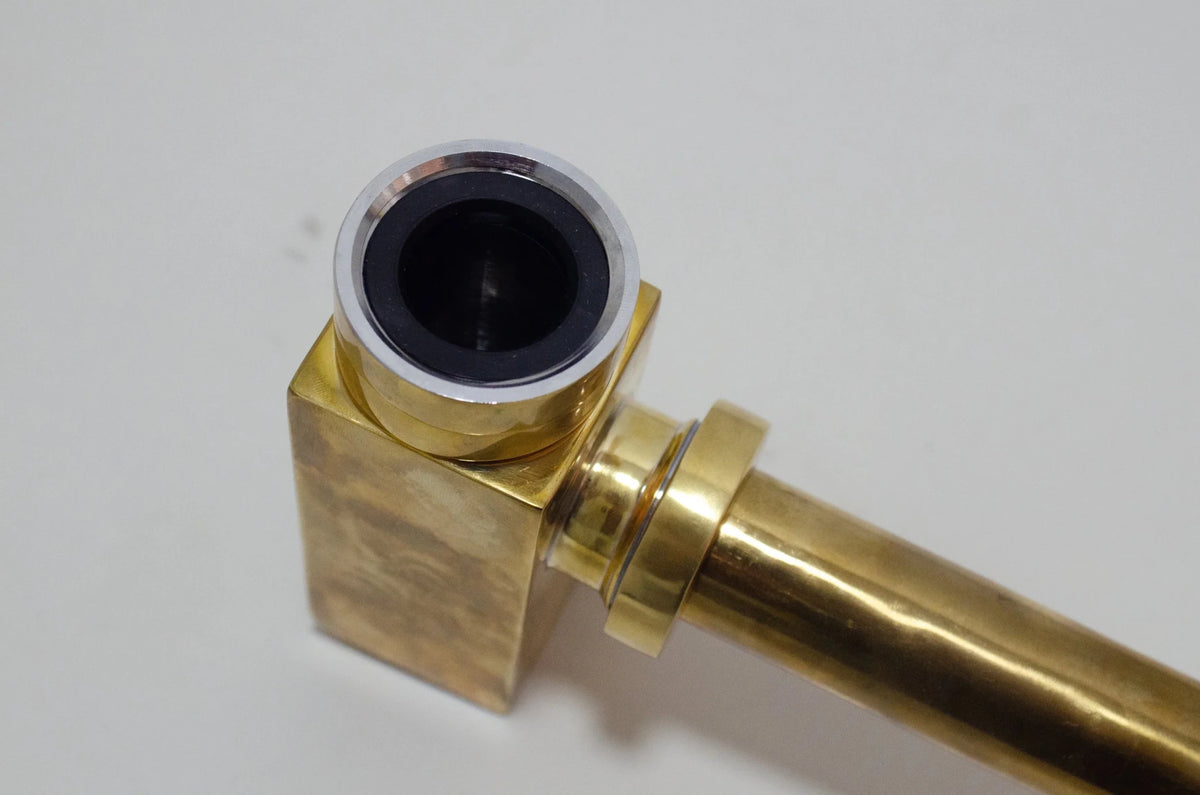 Solid Unlacquered Brass P - trap and Sink Stopper, Push Up Button, Pop Up Drain, Brass Water Trap - handcrafted luxury Hardware and Drains for kitchen and bathroom interiors by Brooklyn Brass