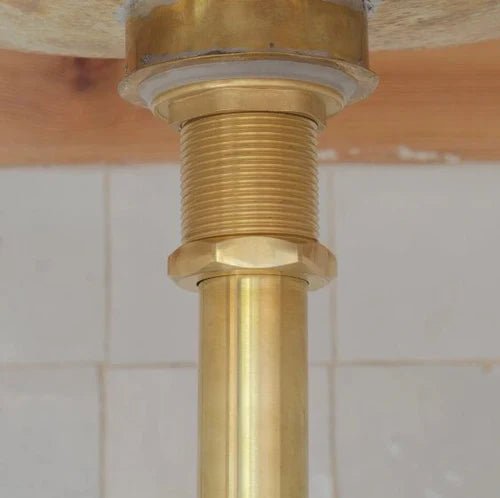 Solid Unlacquered Brass S - trap and Sink Stopper, Push Up Button, Pop Up Drain, Brass Water Trap - handcrafted luxury Hardware and Drains for kitchen and bathroom interiors by Brooklyn Brass