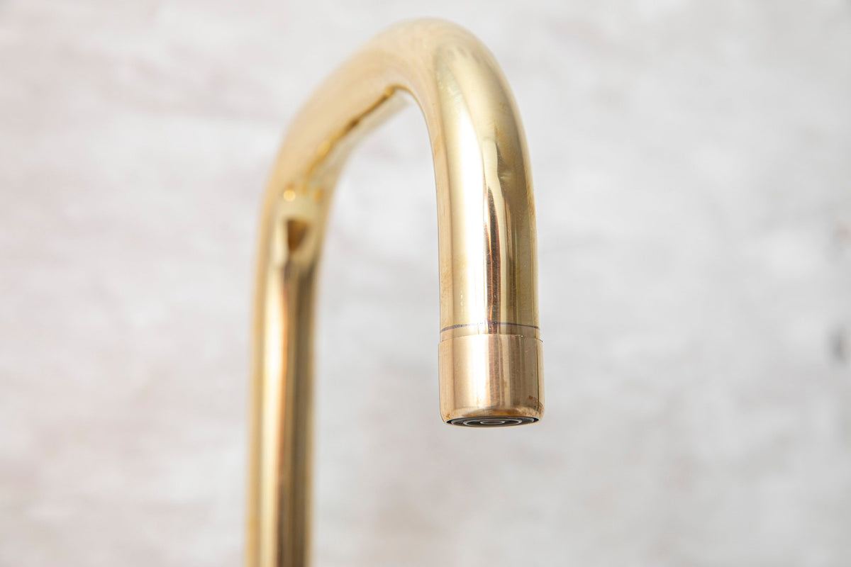 Unlacquered Brass 3 Holes Widespread Faucet - Deck Mount Brass Bathroom Tap - handcrafted luxury Bathroom Faucets for kitchen and bathroom interiors by Brooklyn Brass