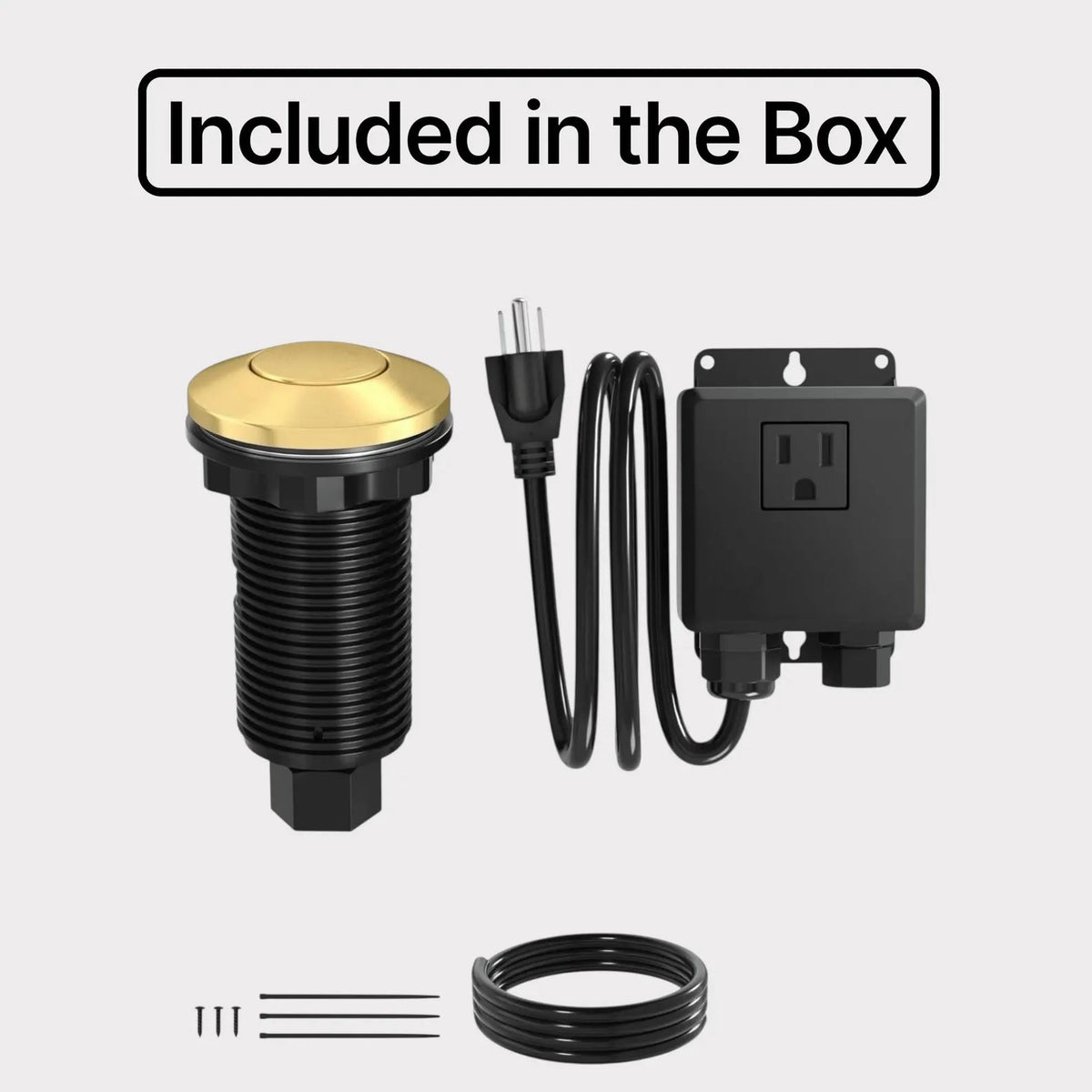 Unlacquered Brass Air Switch Kit for Garbage Disposal - handcrafted luxury Hardware and Drains for kitchen and bathroom interiors by Brooklyn Brass