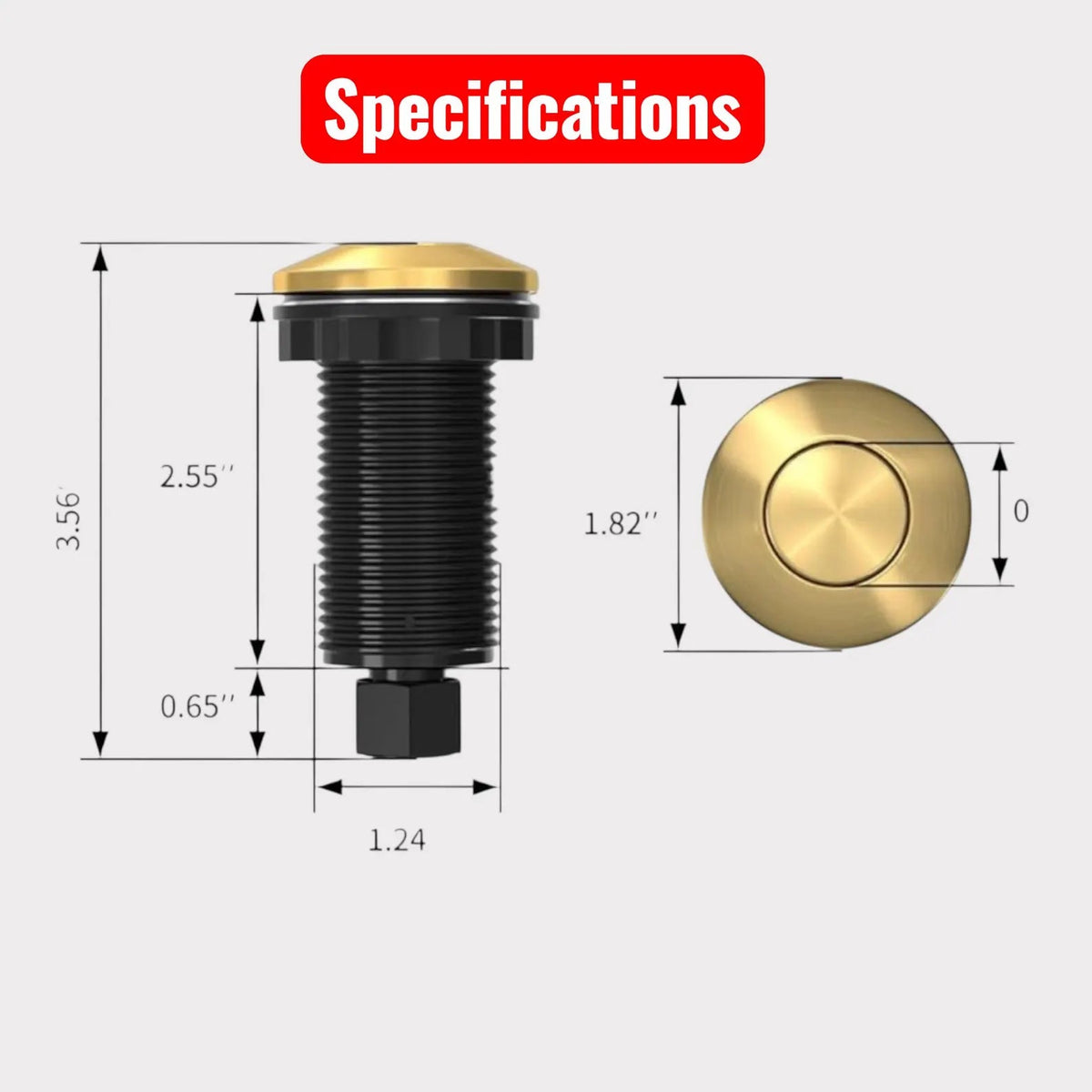 Unlacquered Brass Air Switch Kit for Garbage Disposal - handcrafted luxury Hardware and Drains for kitchen and bathroom interiors by Brooklyn Brass