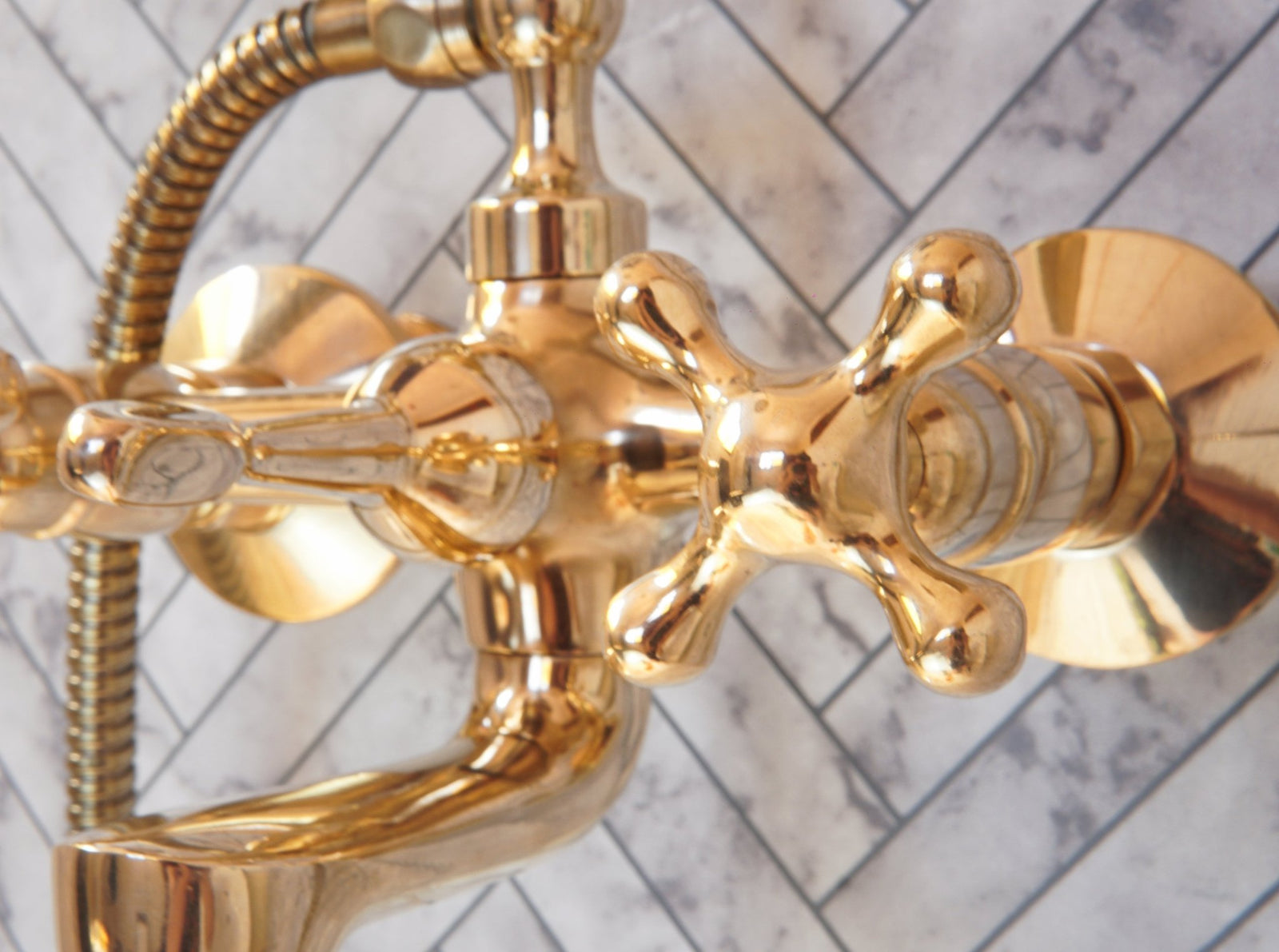 Unlacquered Brass Bath Tub Filler, Brass Wall mounted Tub Filler - handcrafted luxury Showers for kitchen and bathroom interiors by Brooklyn Brass