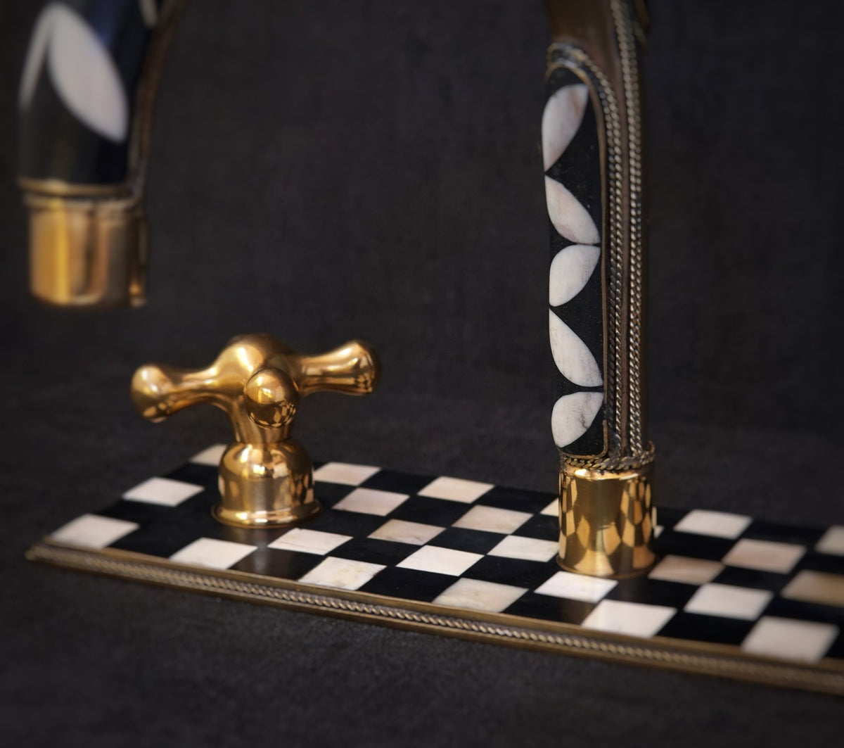 Unlacquered Brass Bathroom 3 Holes Faucet, Resin Vanity Faucet - handcrafted luxury Bathroom Faucets for kitchen and bathroom interiors by Brooklyn Brass