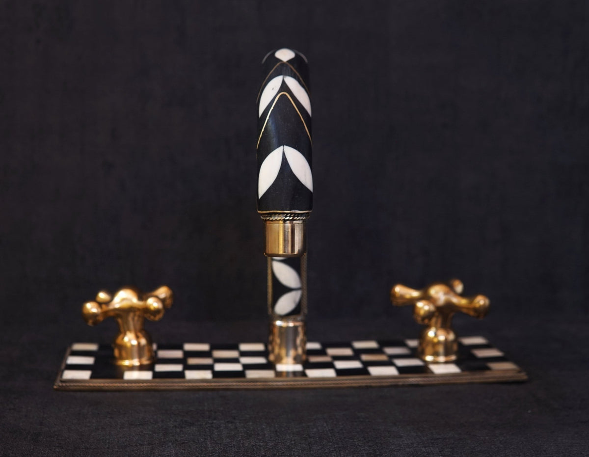 Unlacquered Brass Bathroom 3 Holes Faucet, Resin Vanity Faucet - handcrafted luxury Bathroom Faucets for kitchen and bathroom interiors by Brooklyn Brass