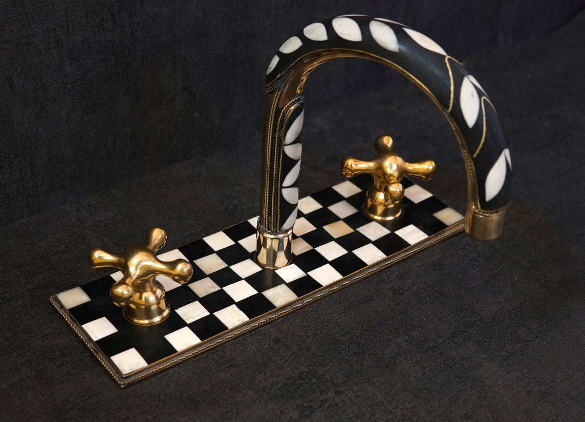 Unlacquered Brass Bathroom 3 Holes Faucet, Resin Vanity Faucet - handcrafted luxury Bathroom Faucets for kitchen and bathroom interiors by Brooklyn Brass