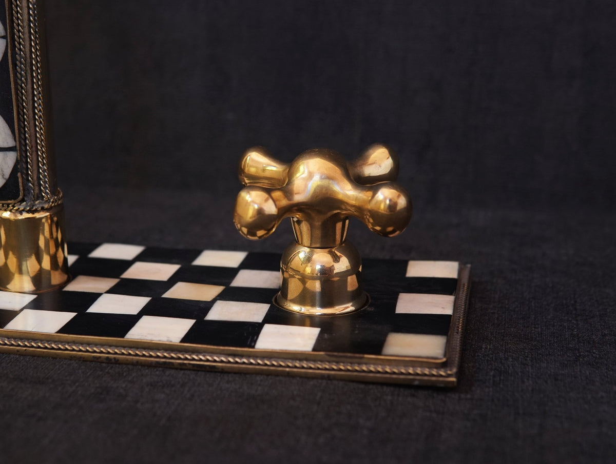 Unlacquered Brass Bathroom 3 Holes Faucet, Resin Vanity Faucet - handcrafted luxury Bathroom Faucets for kitchen and bathroom interiors by Brooklyn Brass