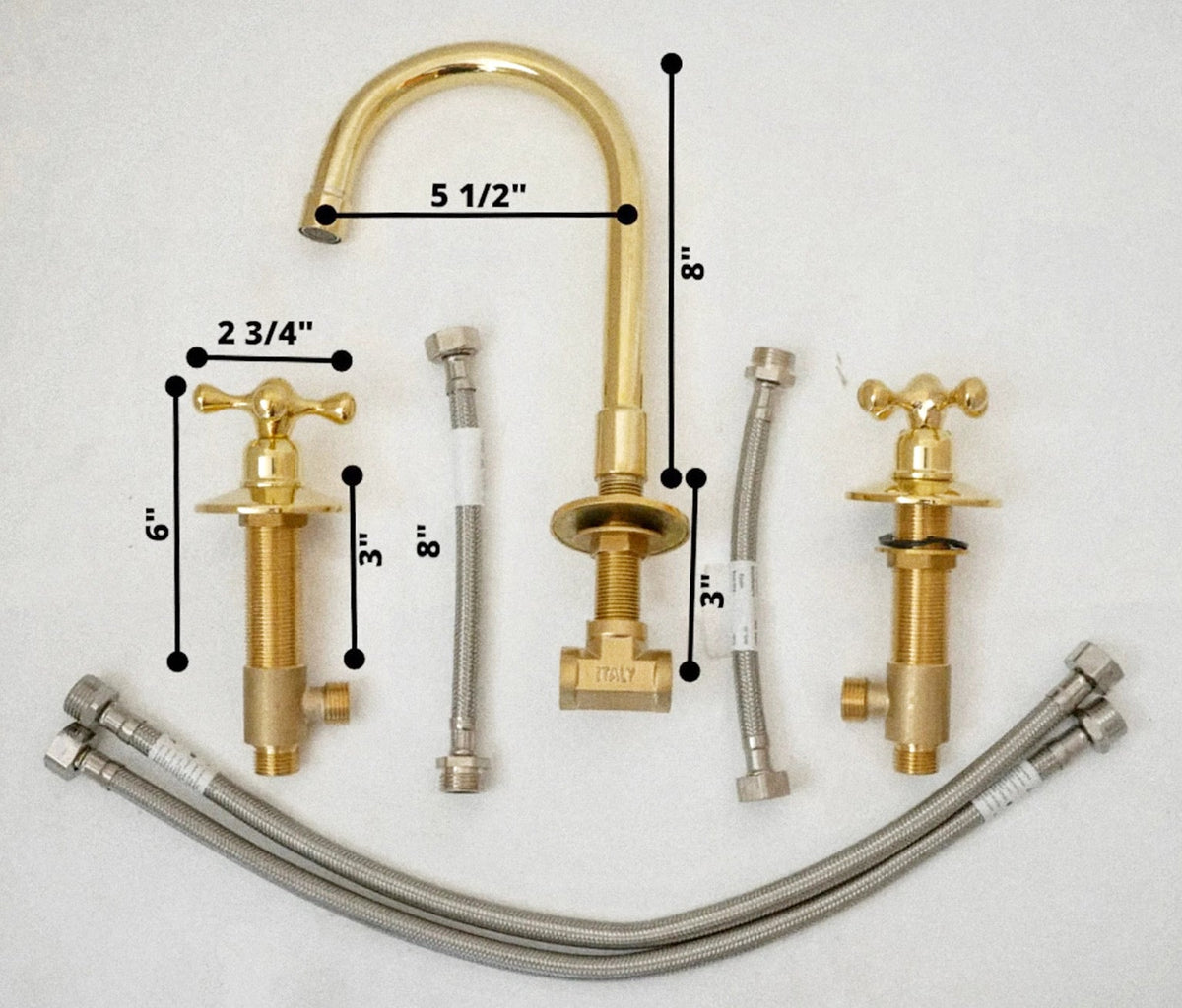 Unlacquered Brass Bathroom Faucet - 3 Holes Widespread Deck Mounted Tap - handcrafted luxury Bathroom Faucets for kitchen and bathroom interiors by Brooklyn Brass