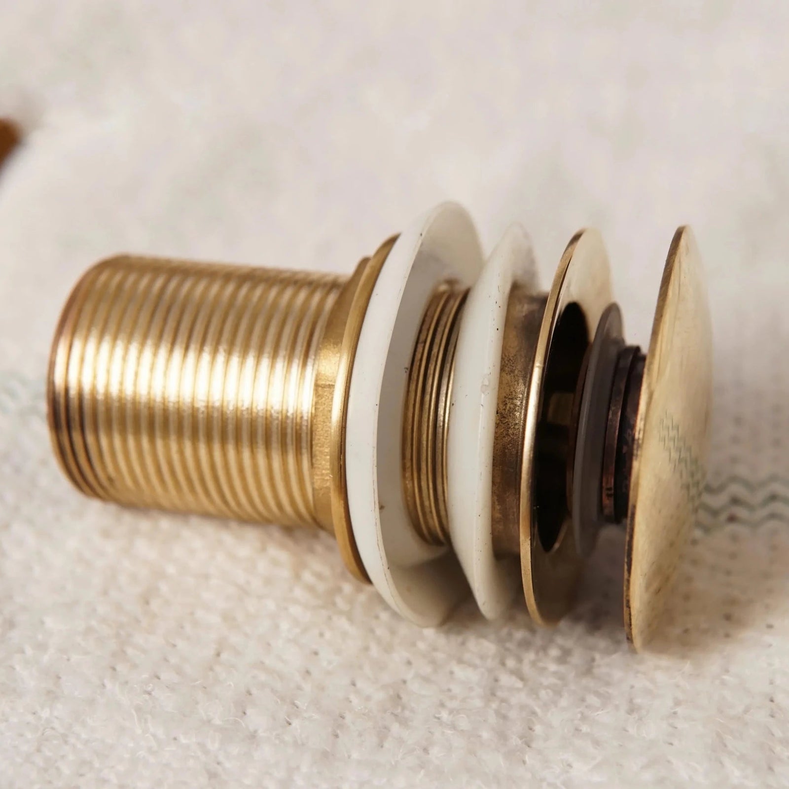 Unlacquered Brass Bathroom Sink Drain, Basin Sink Stopper, Pop up Drain - handcrafted luxury Hardware and Drains for kitchen and bathroom interiors by Brooklyn Brass