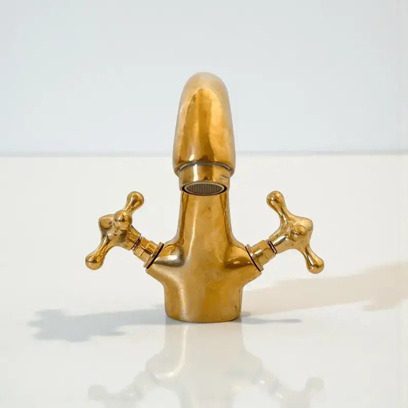 Unlacquered Brass Bathroom Vanity Faucet - handcrafted luxury Bathroom Faucets for kitchen and bathroom interiors by Brooklyn Brass
