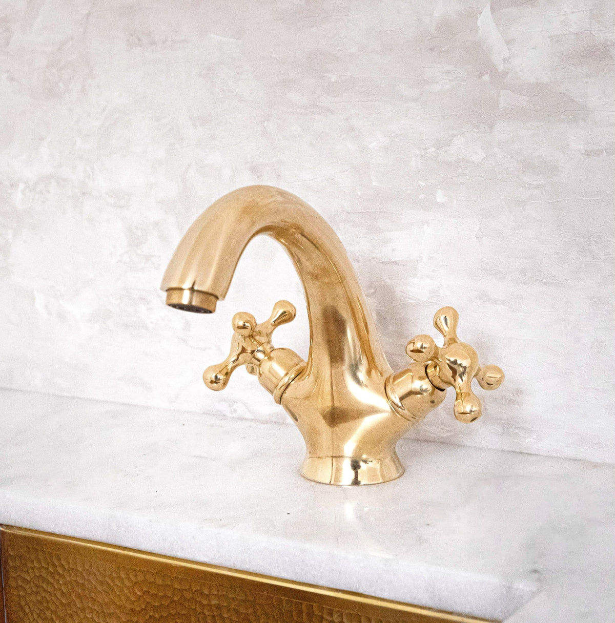 Unlacquered Brass Bathroom Vanity Faucet - handcrafted luxury Bathroom Faucets for kitchen and bathroom interiors by Brooklyn Brass