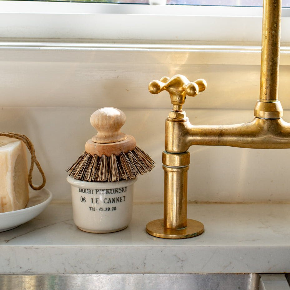 Unlacquered Brass Bridge Faucet, Antique Brass Kitchen Tap - handcrafted luxury Kitchen Faucets for kitchen and bathroom interiors by Brooklyn Brass