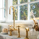 Unlacquered Brass Bridge Faucet, Antique Brass Kitchen Tap - handcrafted luxury Kitchen Faucets for kitchen and bathroom interiors by Brooklyn Brass