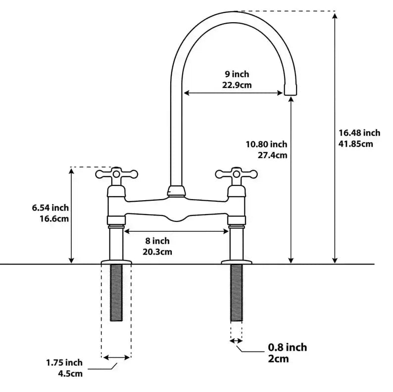 Unlacquered Brass Bridge Kitchen Faucet: 8-Inch with Side Sprayer - handcrafted luxury Kitchen Faucets for kitchen and bathroom interiors by Brooklyn Brass