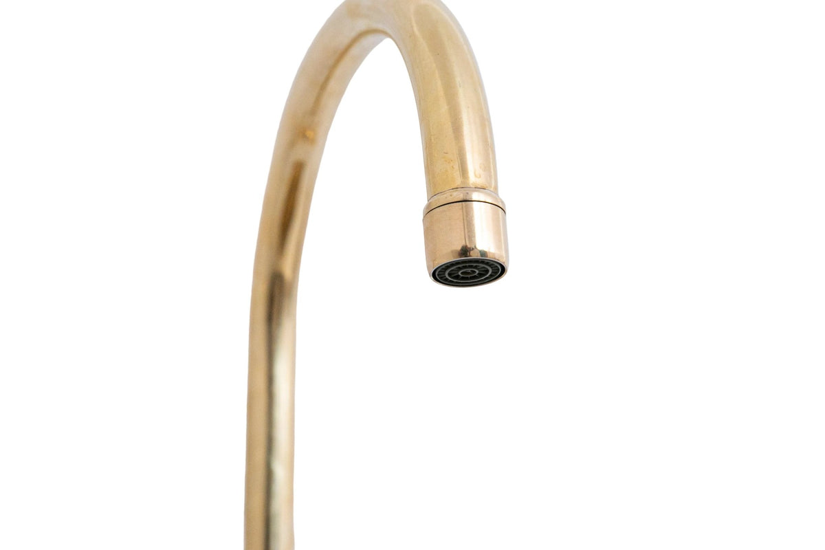 Unlacquered Brass Bridge Kitchen Faucet - Solid Brass Kitchen Tap - handcrafted luxury Kitchen Faucets for kitchen and bathroom interiors by Brooklyn Brass