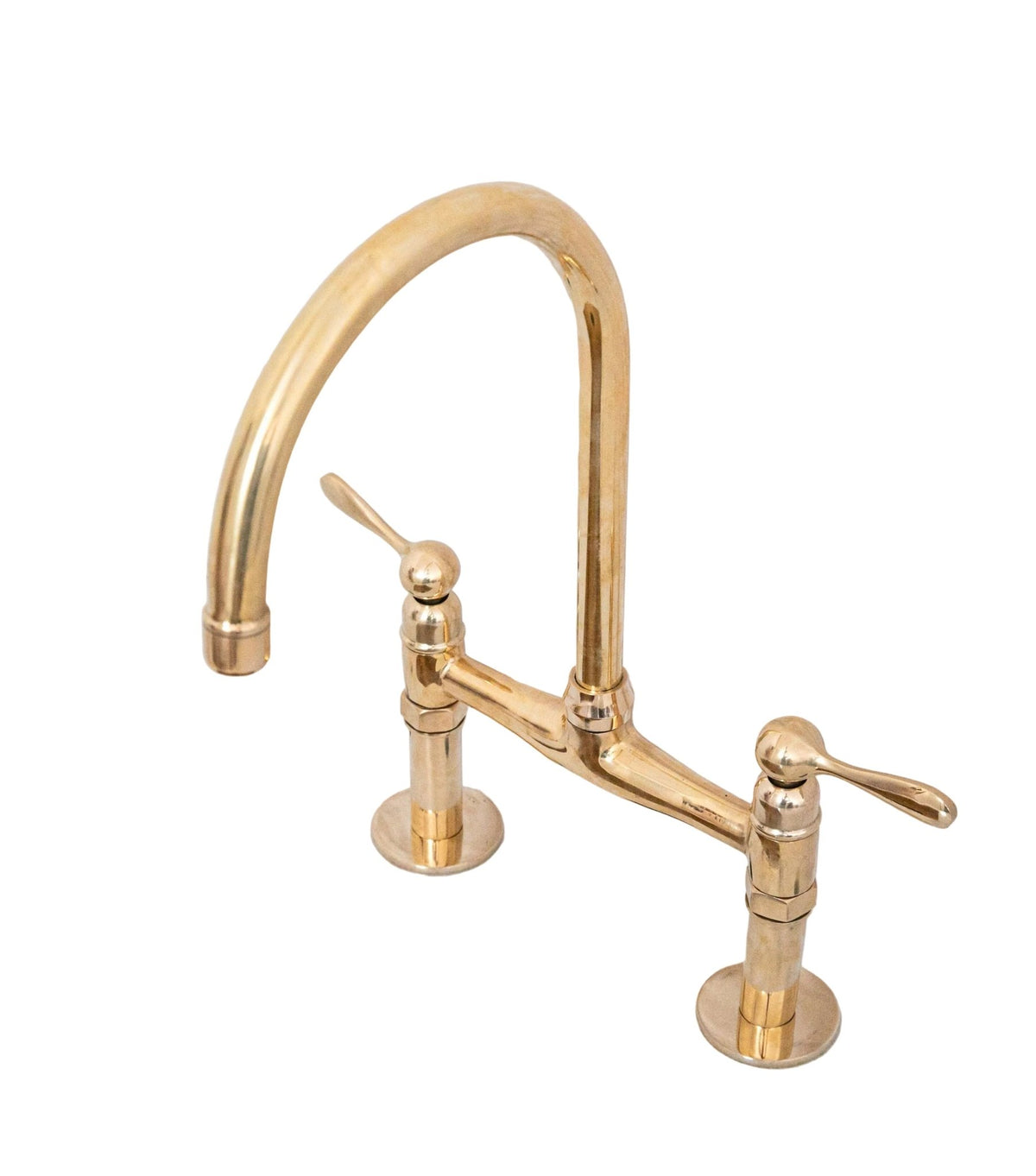 Unlacquered Brass Bridge Kitchen Faucet - Solid Brass Kitchen Tap - handcrafted luxury Kitchen Faucets for kitchen and bathroom interiors by Brooklyn Brass