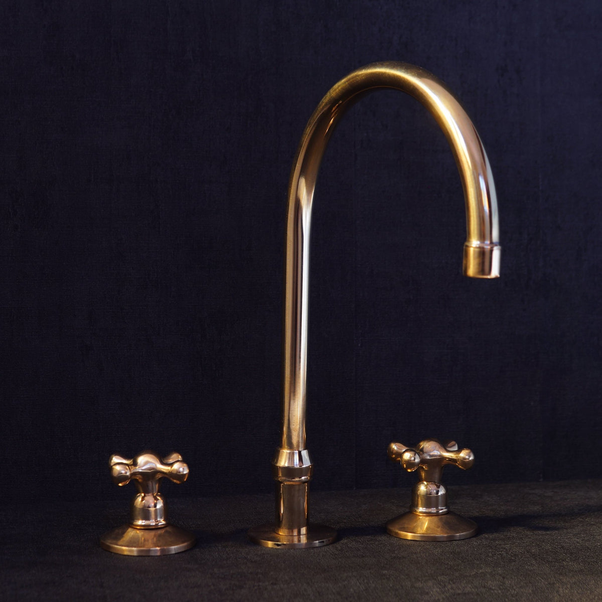 Unlacquered Brass Deck Mounted 3 Holes Faucet, Brass widespread Faucet for Bathroom and Kitchen - handcrafted luxury Kitchen Faucets for kitchen and bathroom interiors by Brooklyn Brass