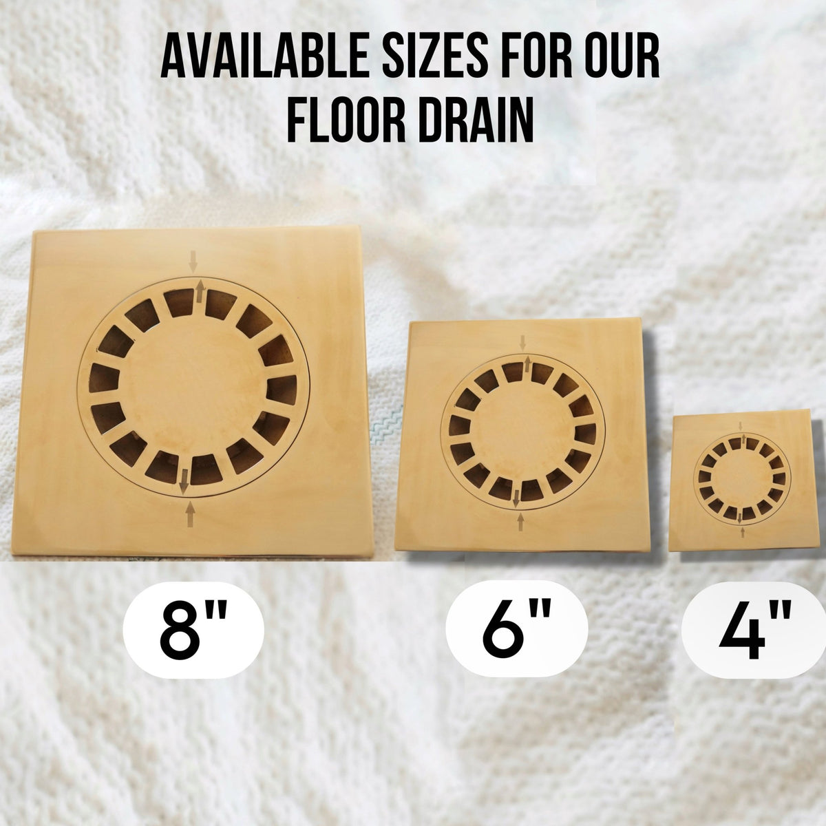 Unlacquered Brass Floor Drain, Solid Brass Square Floor Drain - handcrafted luxury Hardware and Drains for kitchen and bathroom interiors by Brooklyn Brass