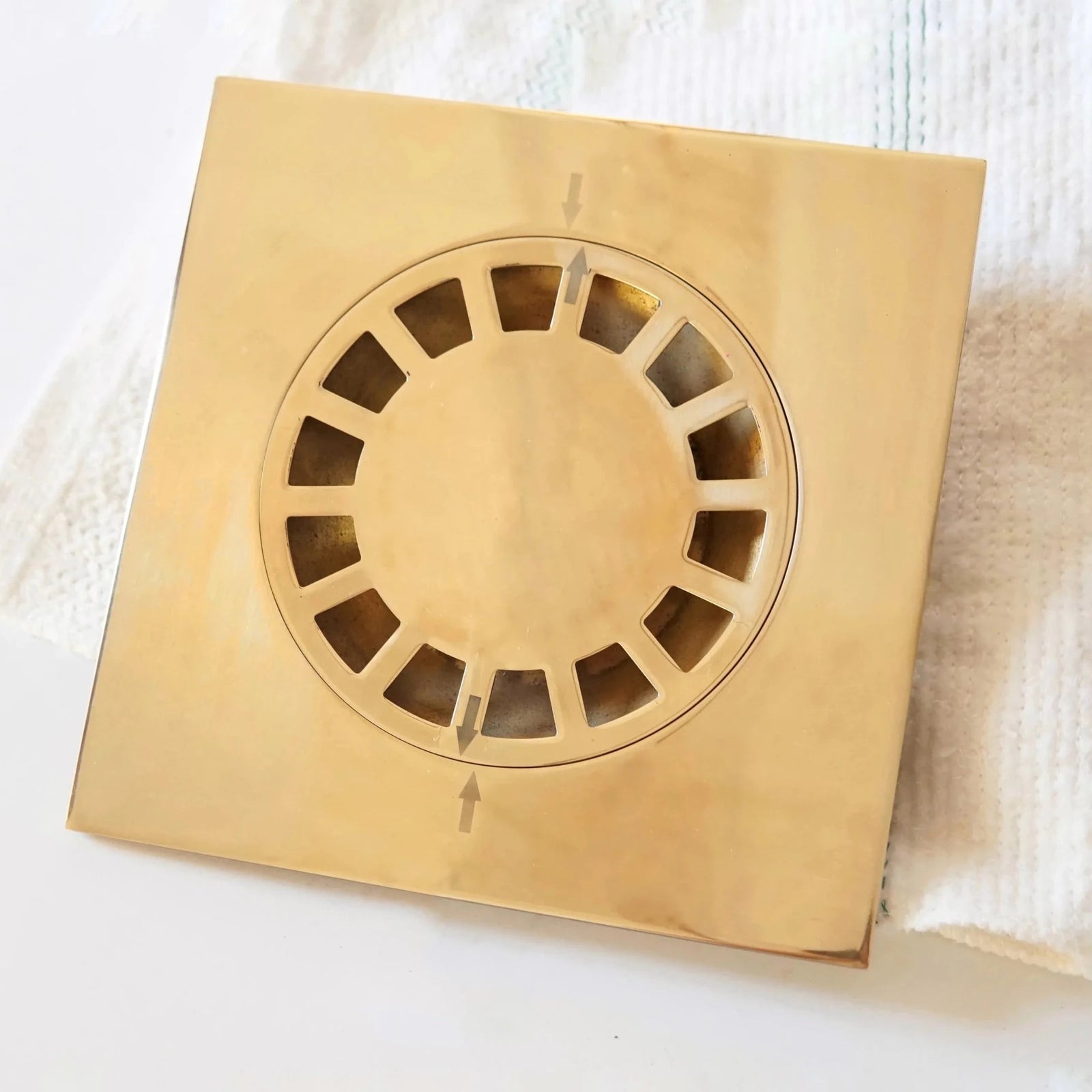 Unlacquered Brass Floor Drain, Solid Brass Square Floor Drain - handcrafted luxury Hardware and Drains for kitchen and bathroom interiors by Brooklyn Brass