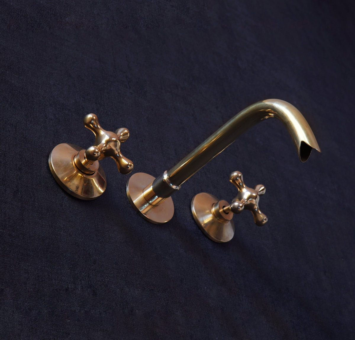 Unlacquered Brass Handcrafted Wall Mounted Faucet, Snake Style - handcrafted luxury Bathroom Faucets for kitchen and bathroom interiors by Brooklyn Brass