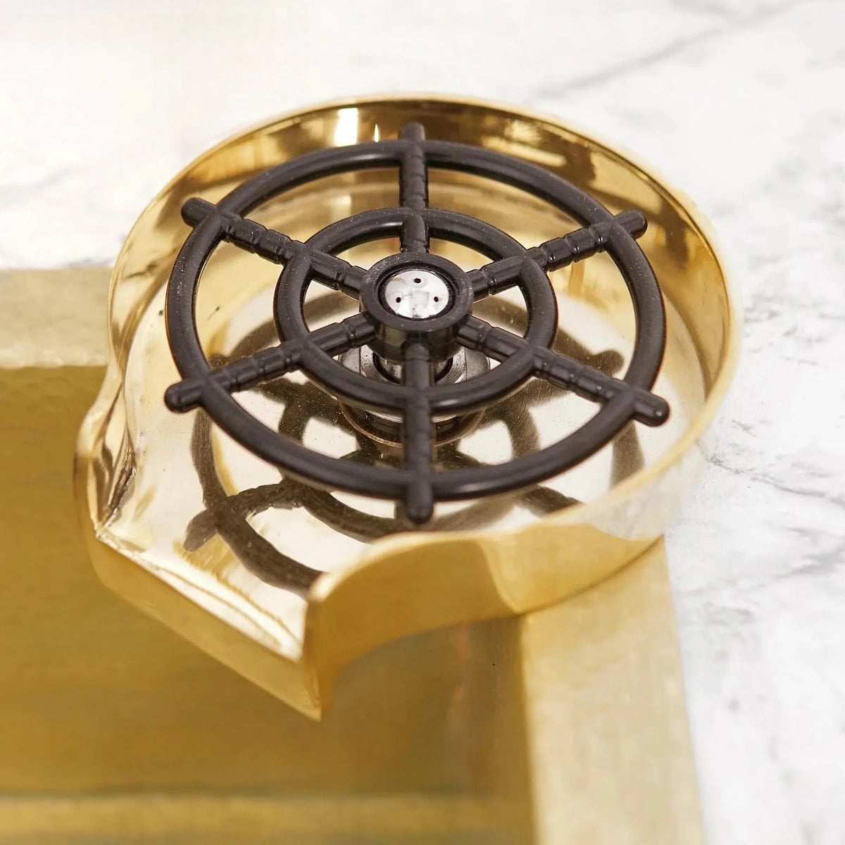 Unlacquered Brass Kitchen Cup Cleaner, Brass Glass Rinser - handcrafted luxury Hardware and Drains for kitchen and bathroom interiors by Brooklyn Brass