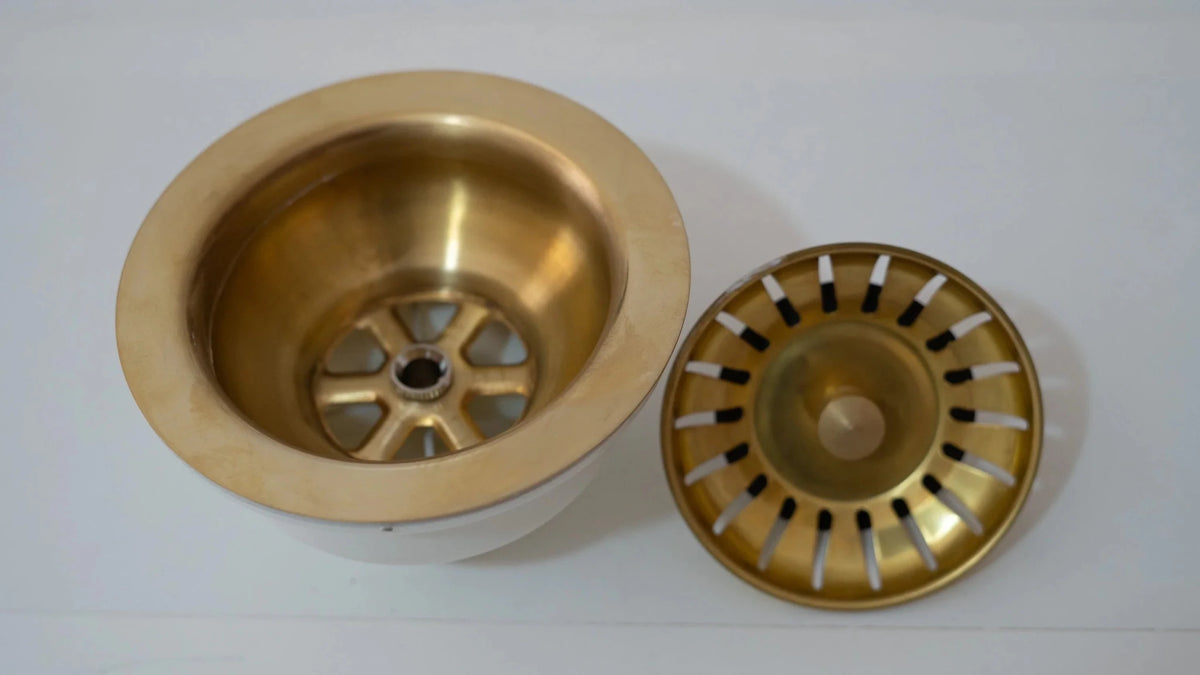 Unlacquered Brass Kitchen Sink Strainer, Sink Waste, Strainer Basket, Drain Cover & Basket Strainer - handcrafted luxury Hardware and Drains for kitchen and bathroom interiors by Brooklyn Brass