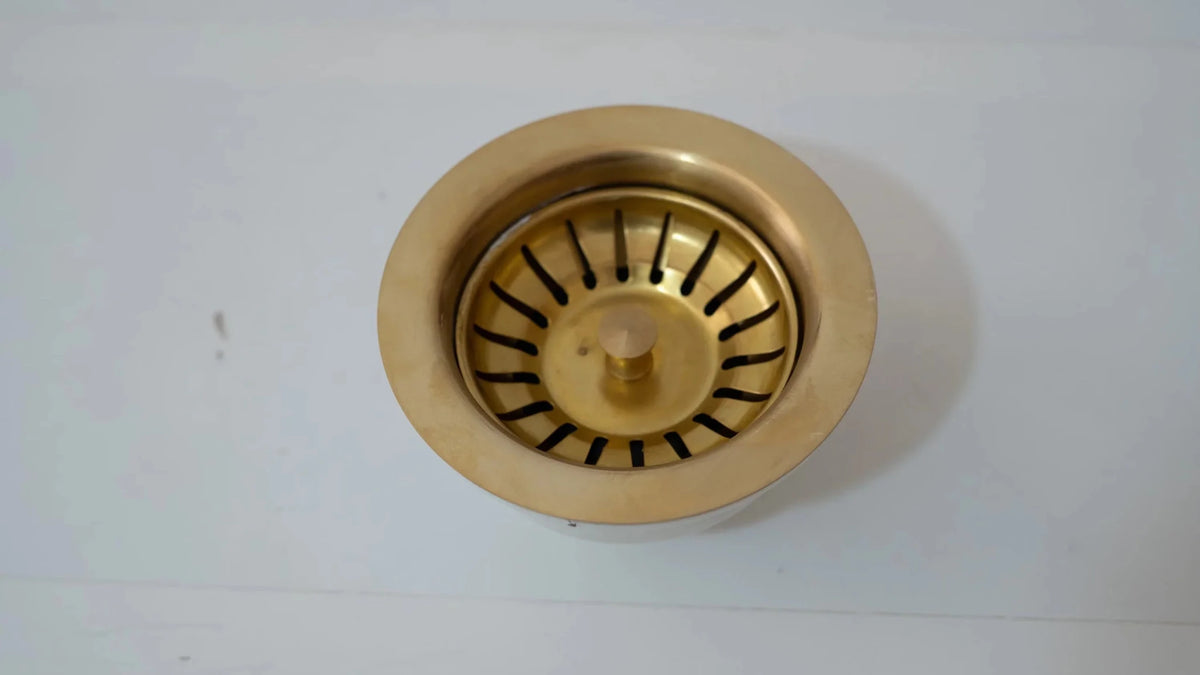 Unlacquered Brass Kitchen Sink Strainer, Sink Waste, Strainer Basket, Drain Cover & Basket Strainer - handcrafted luxury Hardware and Drains for kitchen and bathroom interiors by Brooklyn Brass