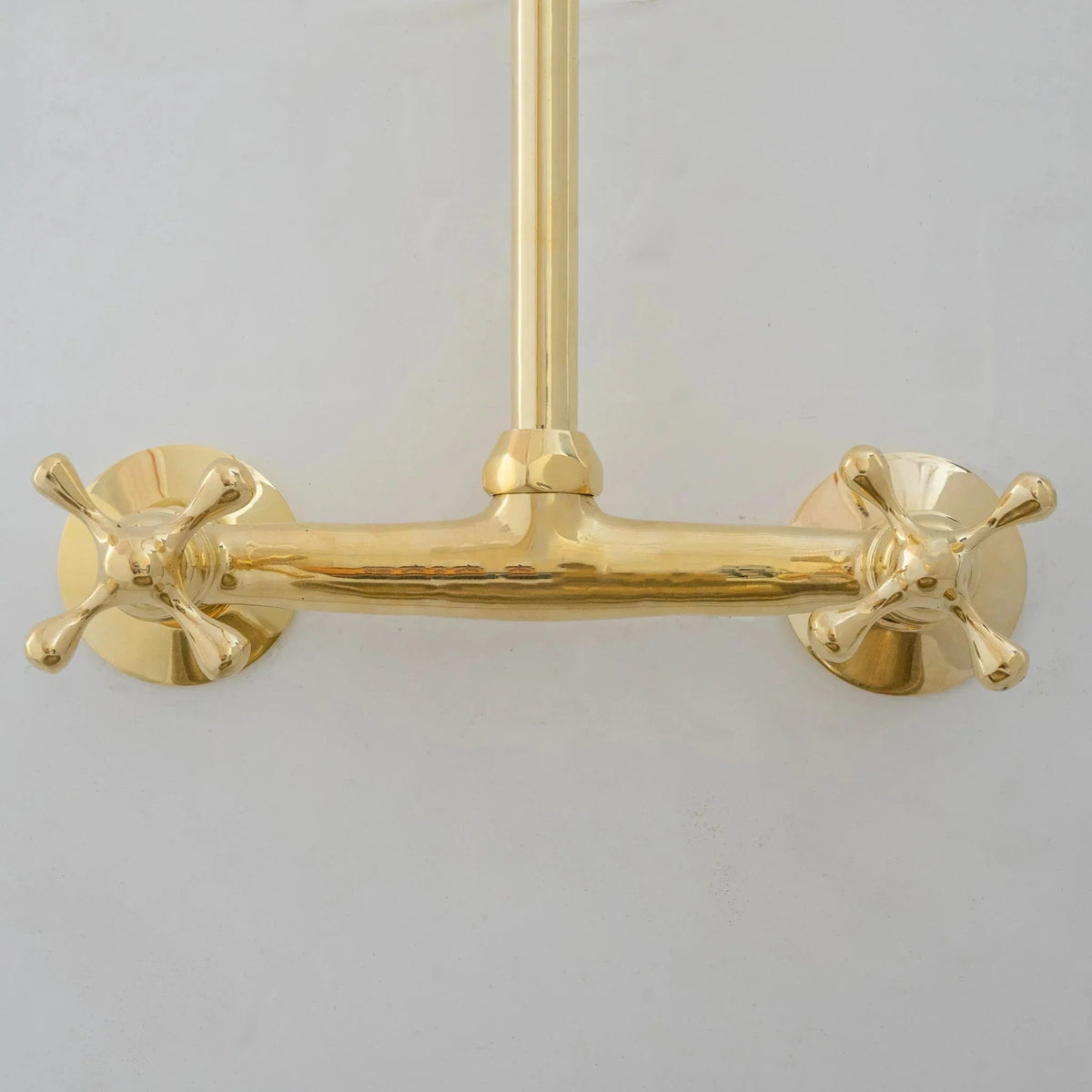 Unlacquered Brass Kitchen Wall Mount Faucet, Gooseneck Faucet - handcrafted luxury Kitchen Faucets for kitchen and bathroom interiors by Brooklyn Brass