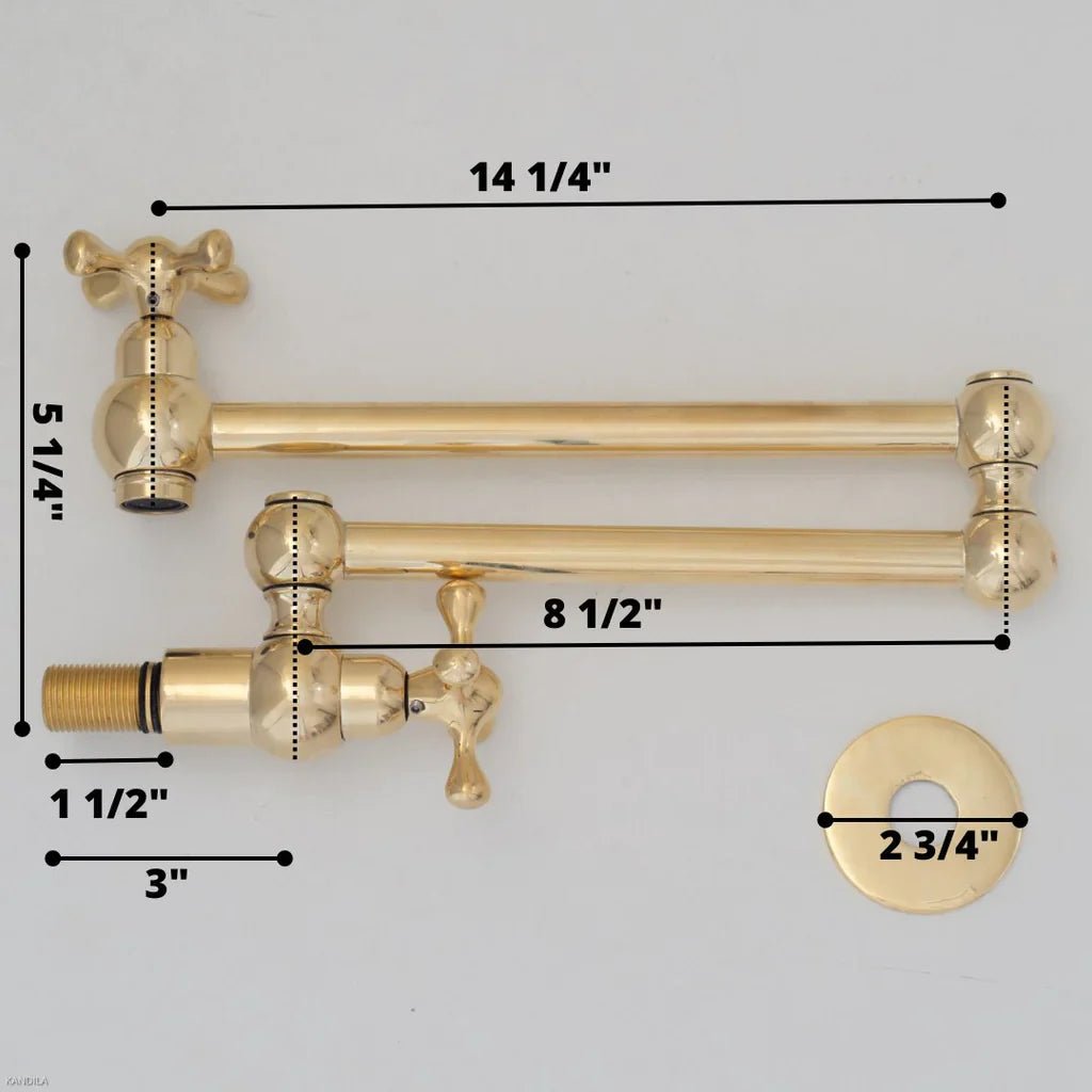 Unlacquered Brass Pot Filler Kitchen Faucet, Stove Pot, Wall Mount Pot Filler - handcrafted luxury Kitchen Faucets for kitchen and bathroom interiors by Brooklyn Brass