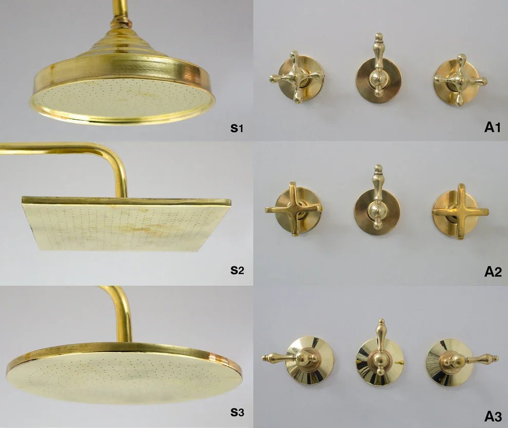 Unlacquered Brass Shower – Rain Shower Set - handcrafted luxury Shower Systems for kitchen and bathroom interiors by Brooklyn Brass