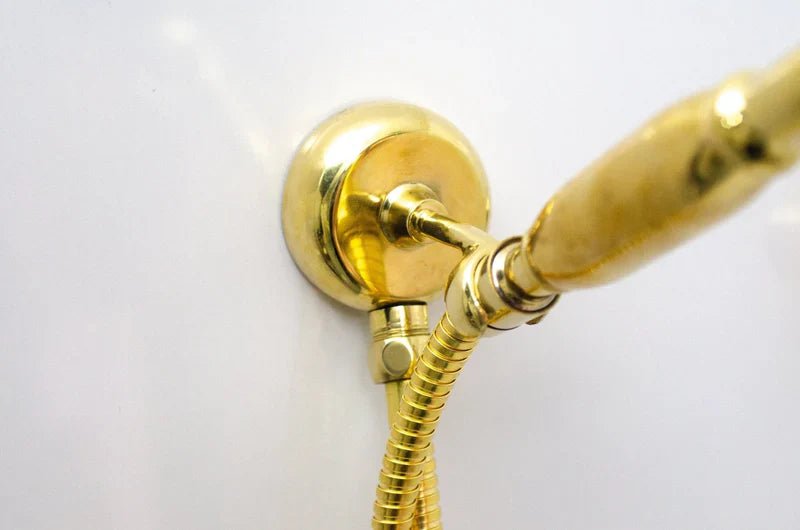 Unlacquered Brass Shower – Rain Shower Set - handcrafted luxury Shower Systems for kitchen and bathroom interiors by Brooklyn Brass