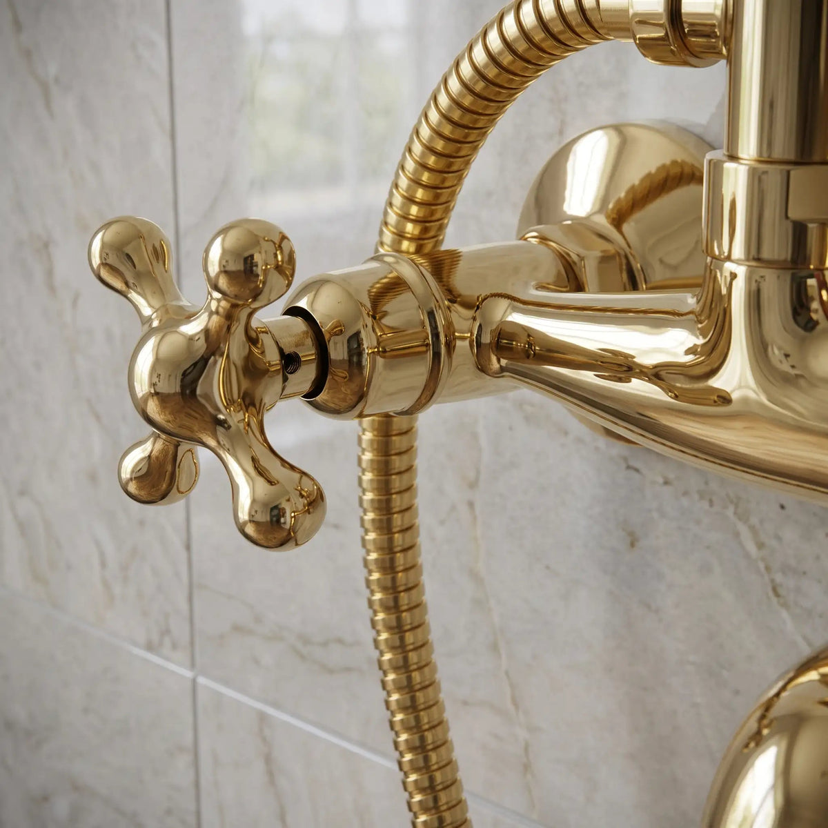 Unlacquered Brass Shower System with Handheld - Solid Brass Exposed Shower - handcrafted luxury Showers for kitchen and bathroom interiors by Brooklyn Brass
