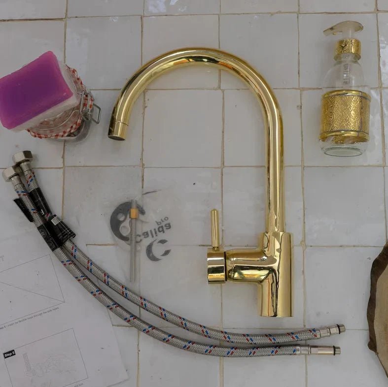 Unlacquered Brass Single Hole Basin Faucet, Antique Brass Sink Mixer Tap, Bar Prep Faucet - handcrafted luxury Kitchen Faucets for kitchen and bathroom interiors by Brooklyn Brass
