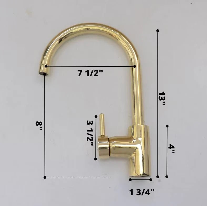 Unlacquered Brass Single Hole Basin Faucet, Antique Brass Sink Mixer Tap, Bar Prep Faucet - handcrafted luxury Kitchen Faucets for kitchen and bathroom interiors by Brooklyn Brass