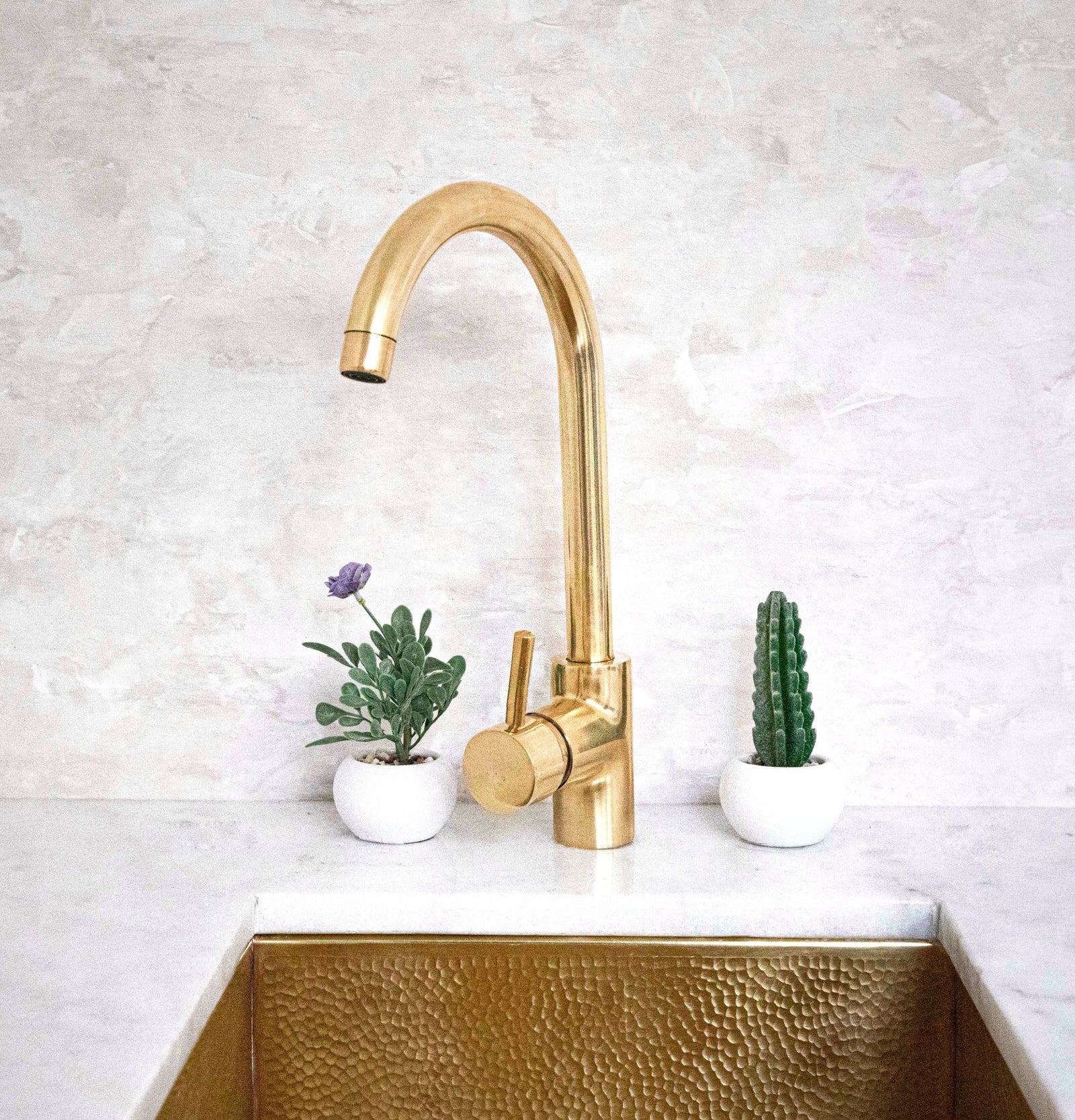 Unlacquered Brass Single Hole Basin Faucet, Brass Mixer Tap, Bar Prep faucet - handcrafted luxury Kitchen Faucets for kitchen and bathroom interiors by Brooklyn Brass