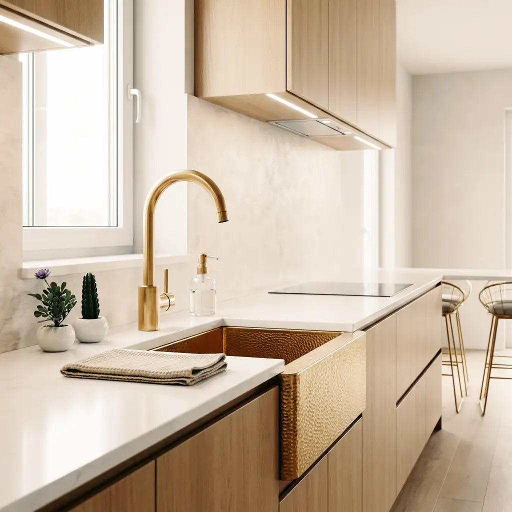 Unlacquered Brass Single Hole Basin Faucet, Brass Mixer Tap, Bar Prep faucet - handcrafted luxury Kitchen Faucets for kitchen and bathroom interiors by Brooklyn Brass