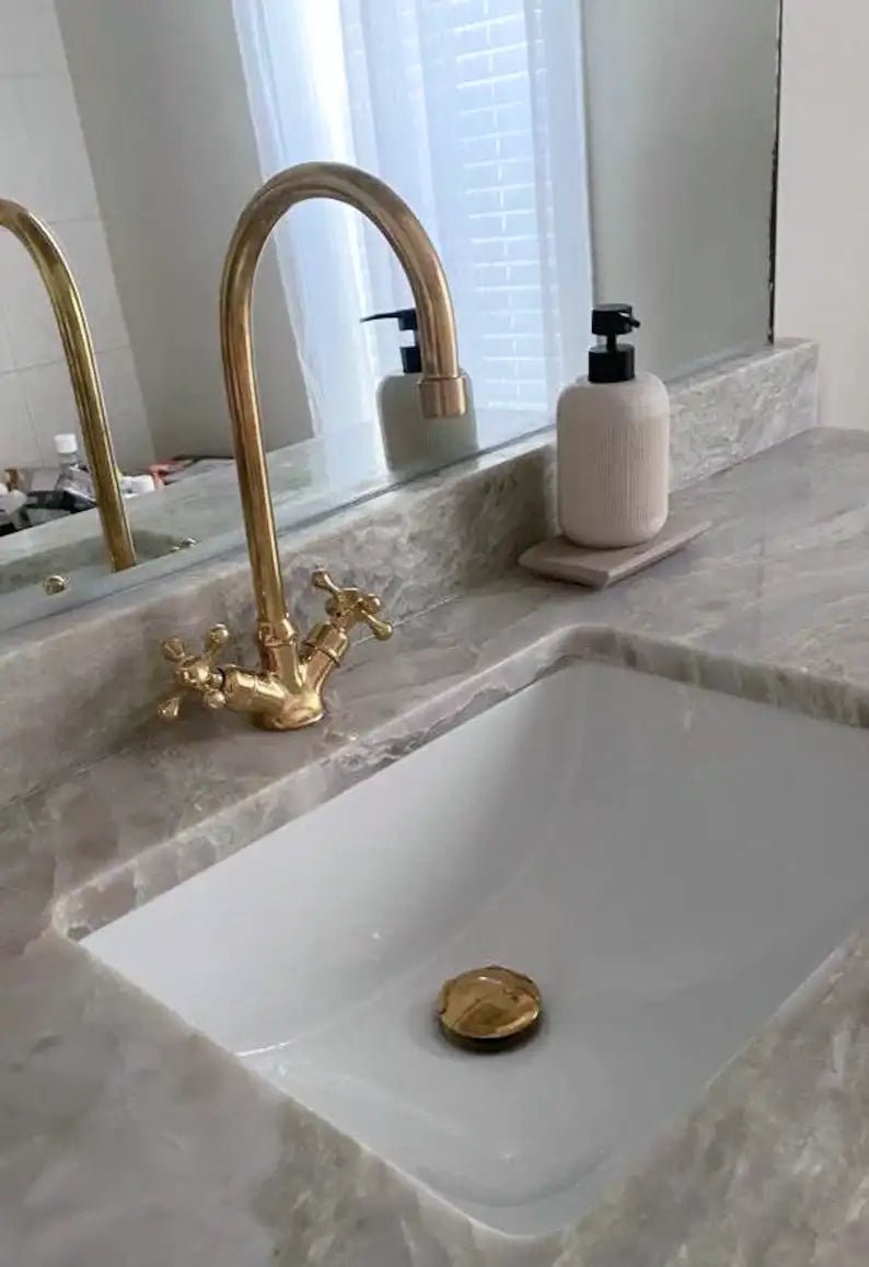 Unlacquered Brass Single Hole Faucet, Brass Bathroom Faucet - handcrafted luxury Bathroom Faucets for kitchen and bathroom interiors by Brooklyn Brass