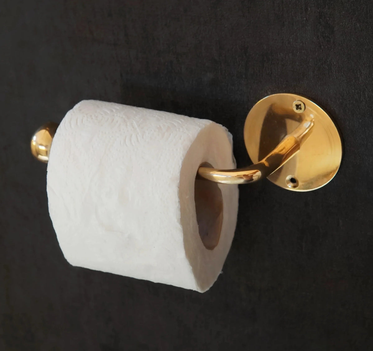 Unlacquered Brass Toilet Paper Holder - handcrafted luxury Hardware and Drains for kitchen and bathroom interiors by Brooklyn Brass