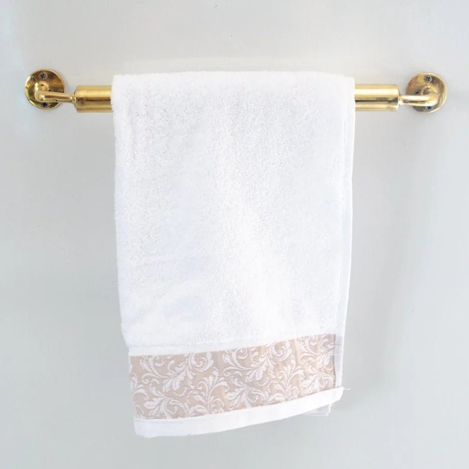 Unlacquered Brass Towel Rail - Bathroom Towel Holder - handcrafted luxury Hardware and Drains for kitchen and bathroom interiors by Brooklyn Brass