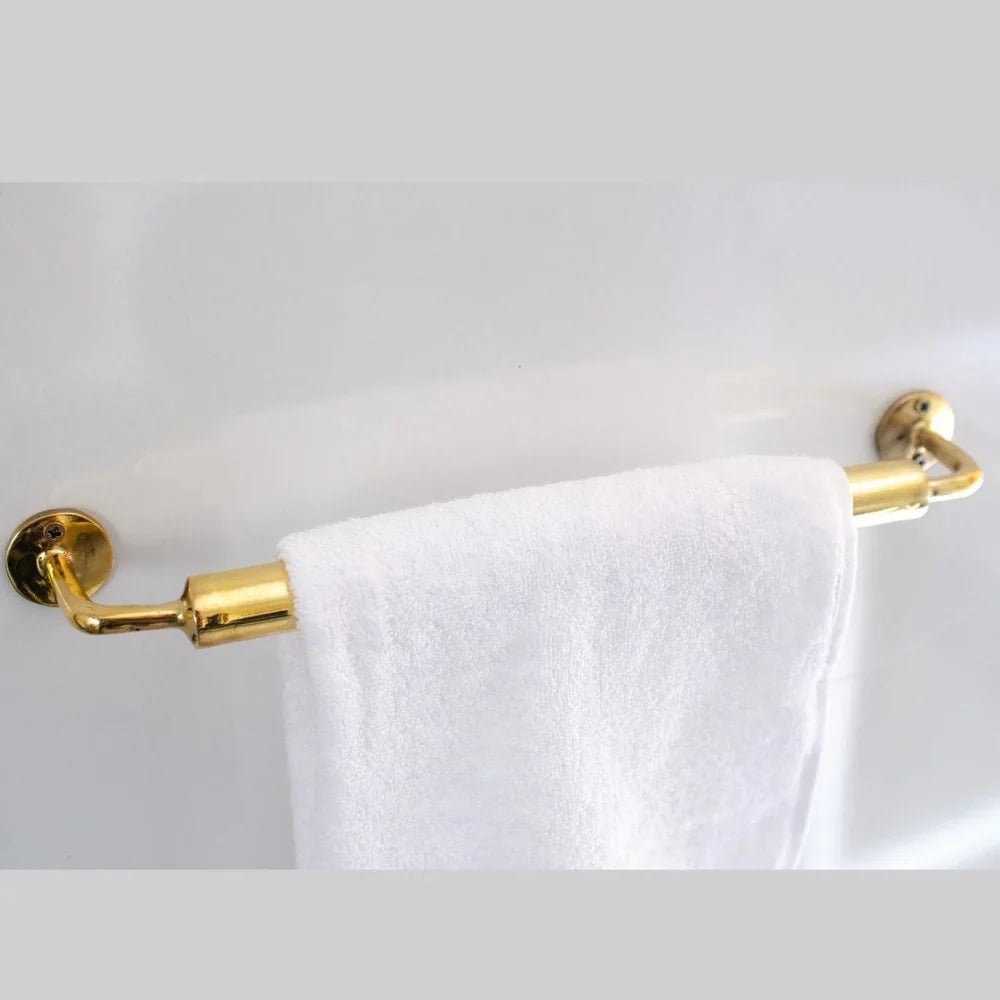 Unlacquered Brass Towel Rail - Bathroom Towel Holder - handcrafted luxury Hardware and Drains for kitchen and bathroom interiors by Brooklyn Brass