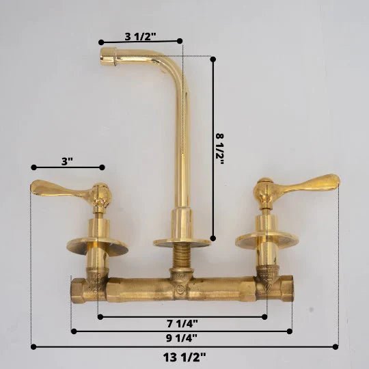 Unlacquered Brass Wall Mount Built In Bathroom Vanity Sink Faucet - handcrafted luxury Bathroom Faucets for kitchen and bathroom interiors by Brooklyn Brass